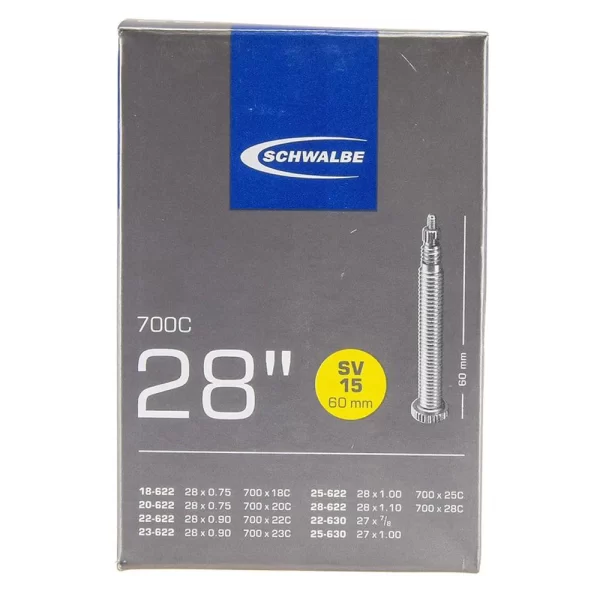 SCHWALBE ROAD TUBE SV15 700 X 18C-28C 60MM PRESTA VALVE TUBE